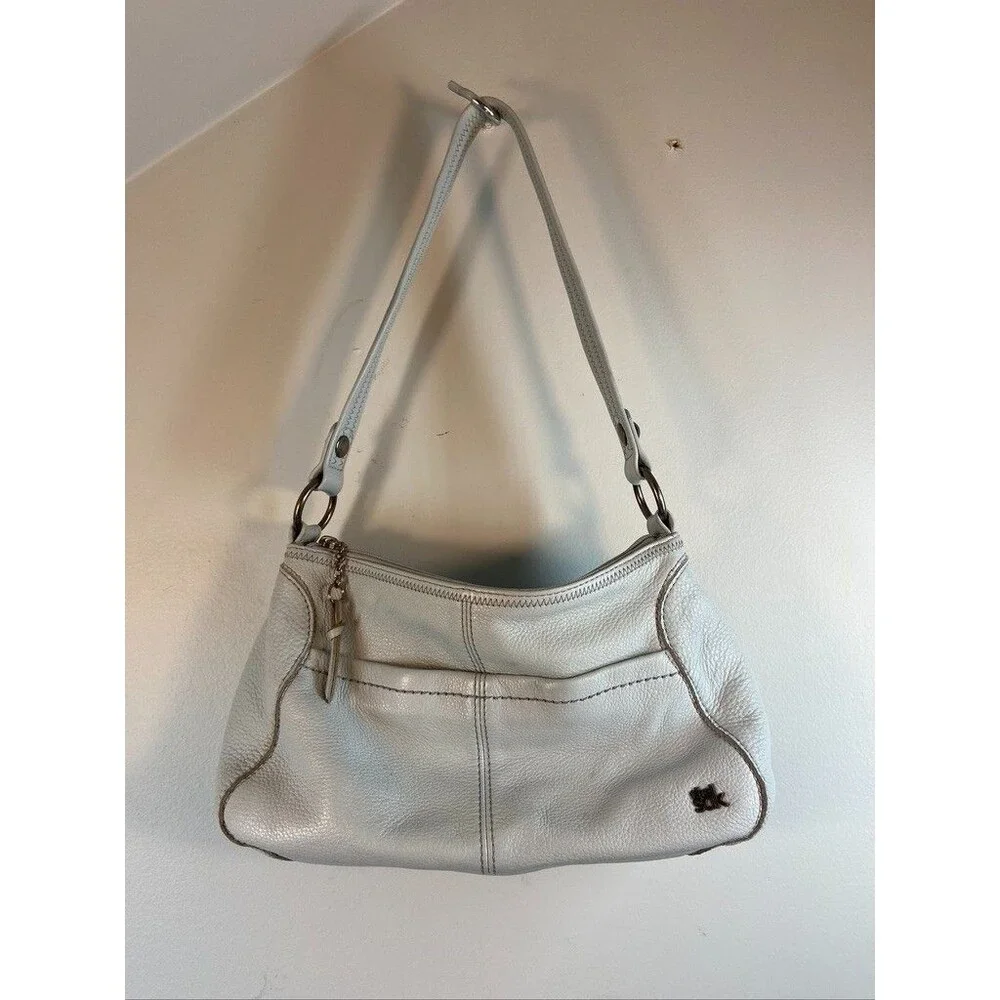 THE SAK WOMENS BLUE PEBBLE LEATHER SHOULDER BAG CHARMS 10.5 X 7